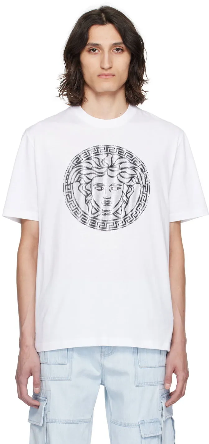 VERSACE WHITE MEDUSA SLICED TSHIRT